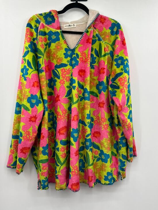 Natural Life Tops - Natural Life Floral Blanket Style Hoodie One Size Oversized Boho Cozy Pullover